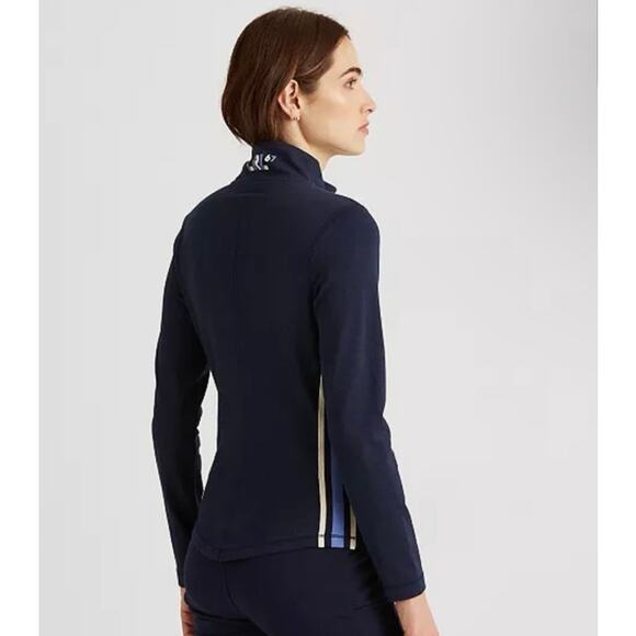 Lauren Ralph Lauren Blue Lightweight Jersey Quarter Zip Pullover Sweater Size S - Picture 10 of 10